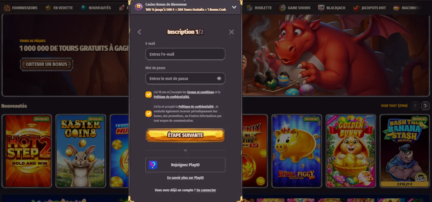dragonia casino inscription 
